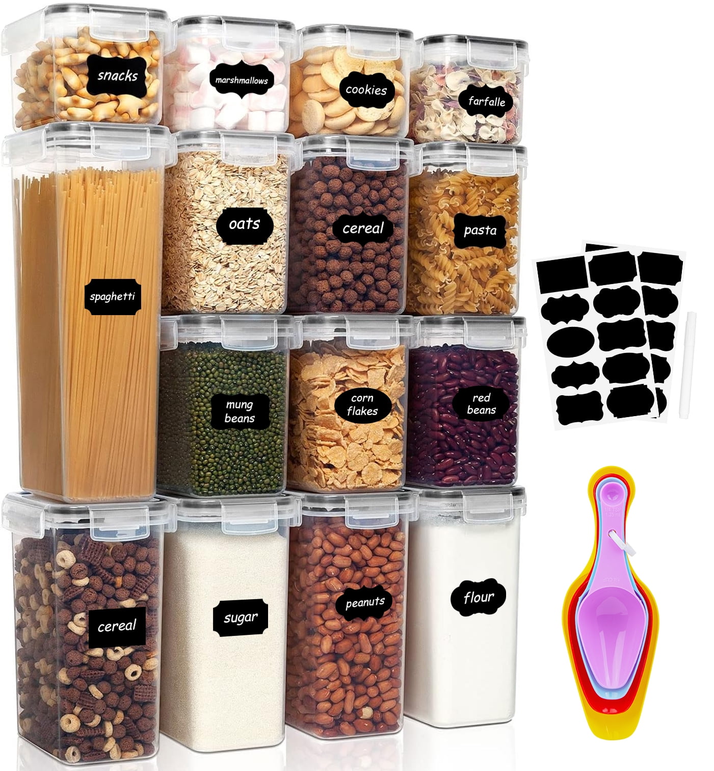 Scidweet 15 Pcs Airtight Food Storage Containers with Lid, Pantry Organizer and Kitchen Storage BPA Free Plastic Containers for Food